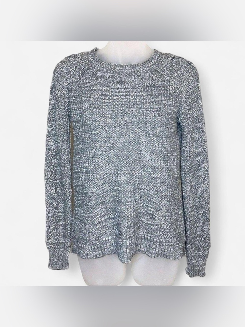 SO Heritage Gray Marled Knit Crewneck Sweater Small